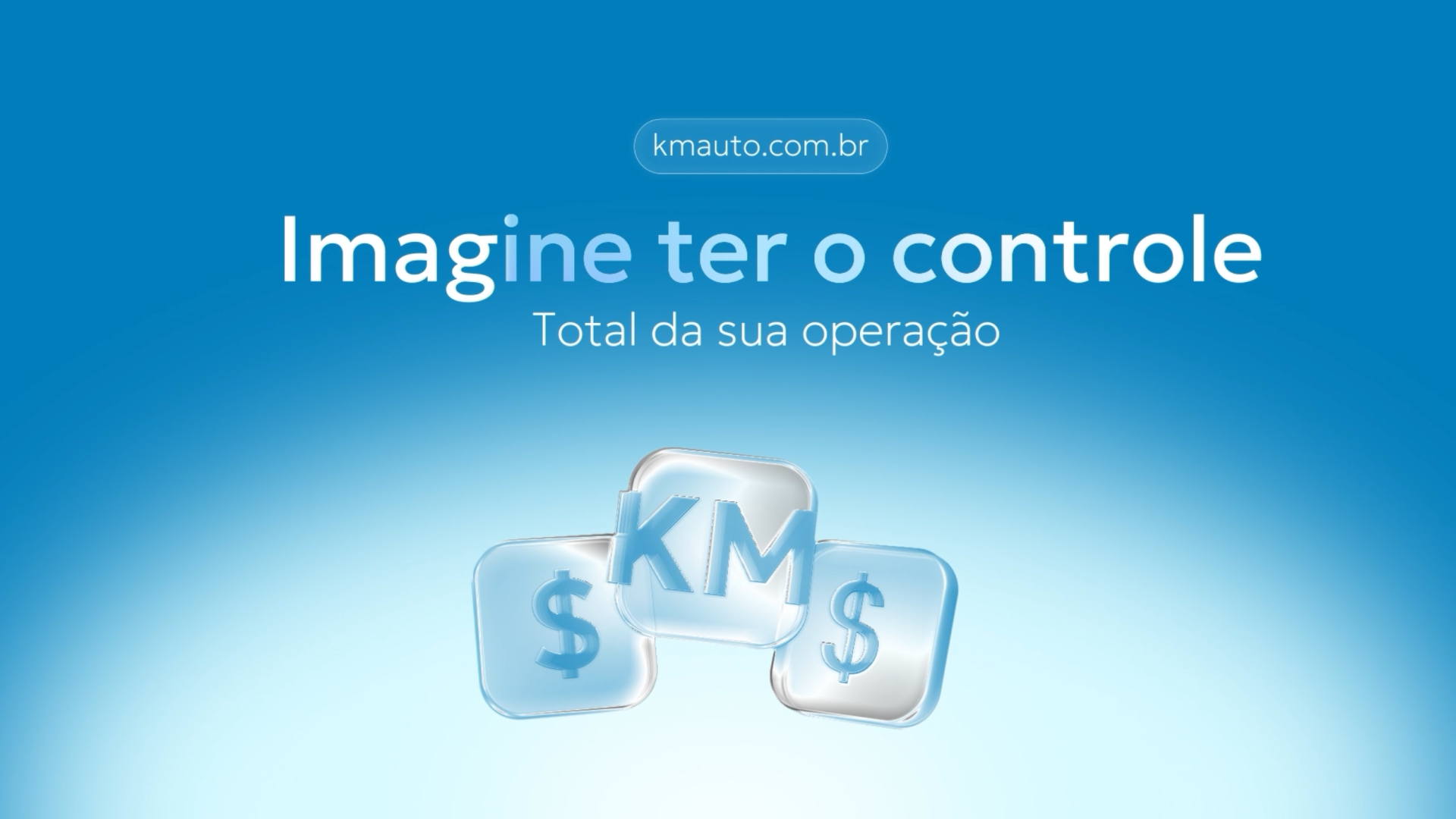 Arte azul da KM Auto com a mensagem Imagine ter o controle